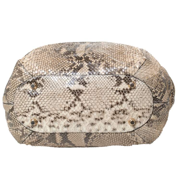 Pre Owned Jimmy Choo Cream Python Anna Hobo