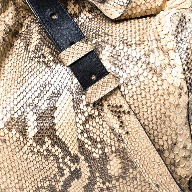 Pre Owned Jimmy Choo Cream Python Anna Hobo