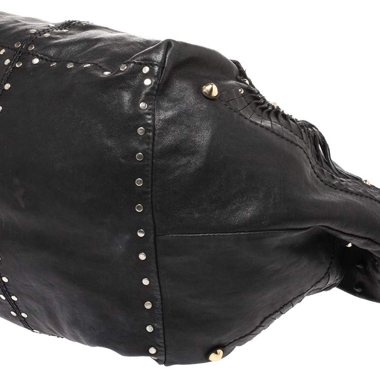 Pre Owned Jimmy Choo Black Leather Studded Lohla Hobo