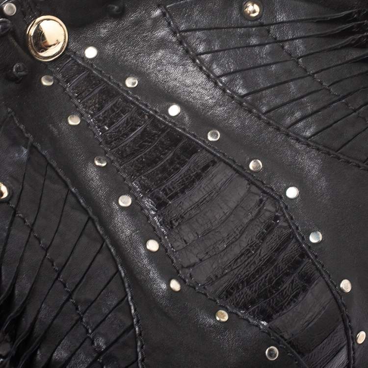 Pre Owned Jimmy Choo Black Leather Studded Lohla Hobo