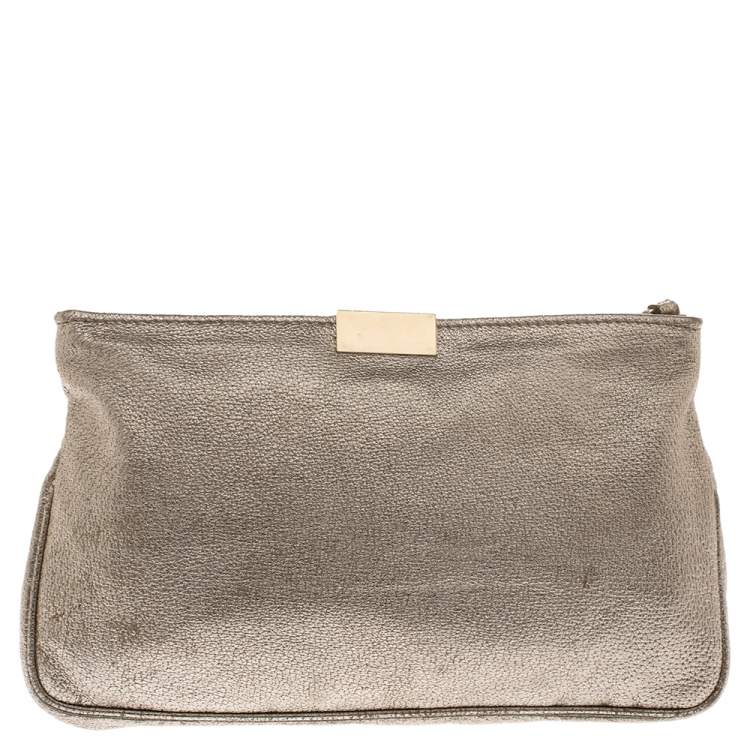 Pre Owned Jimmy Choo Metallic Gold Leather Zulu Clutch