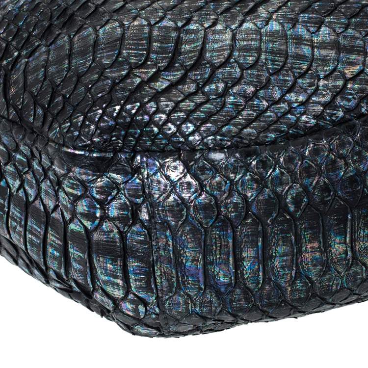 Pre Owned Jimmy Choo Holographic Python Effect Leather Sky Hobo