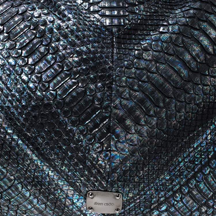 Pre Owned Jimmy Choo Holographic Python Effect Leather Sky Hobo