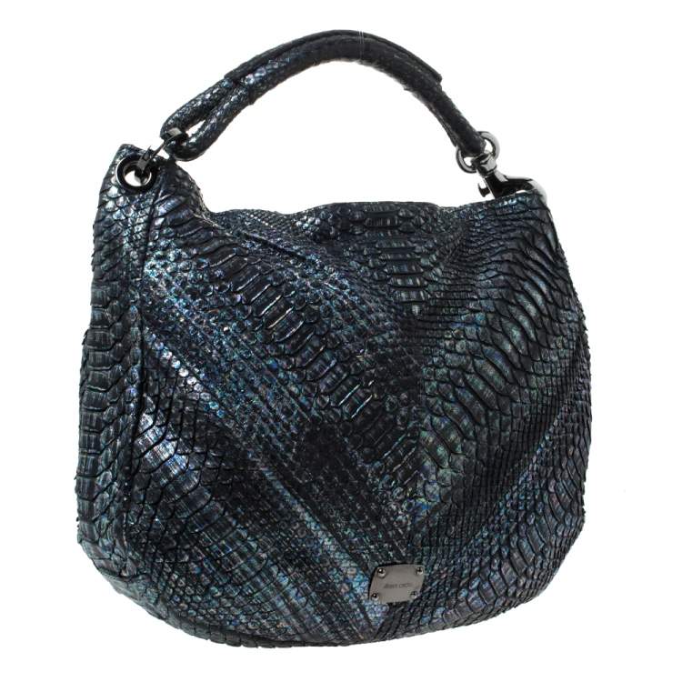 Pre Owned Jimmy Choo Holographic Python Effect Leather Sky Hobo