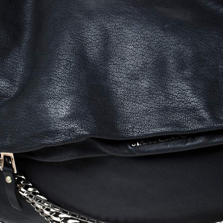 مملوكة مسبقًا Jimmy Choo Black Leather Large Biker Chain Sholder Bag