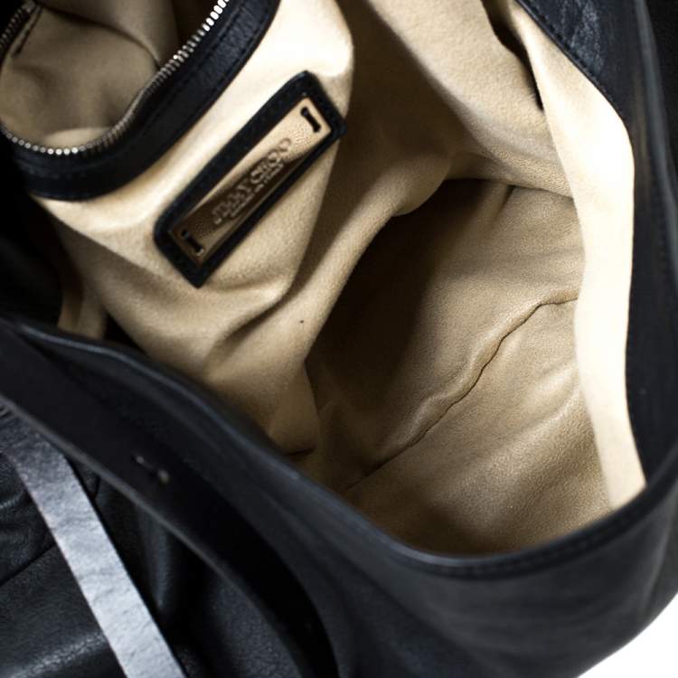 مملوكة مسبقًا Jimmy Choo Black Leather Large Biker Chain Sholder Bag