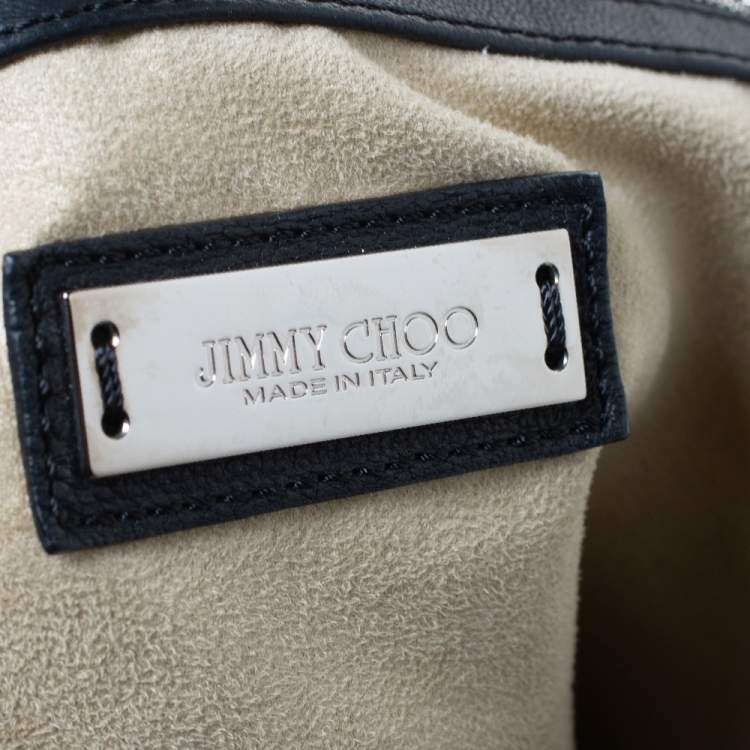 مملوكة مسبقًا Jimmy Choo Black Leather Large Biker Chain Sholder Bag