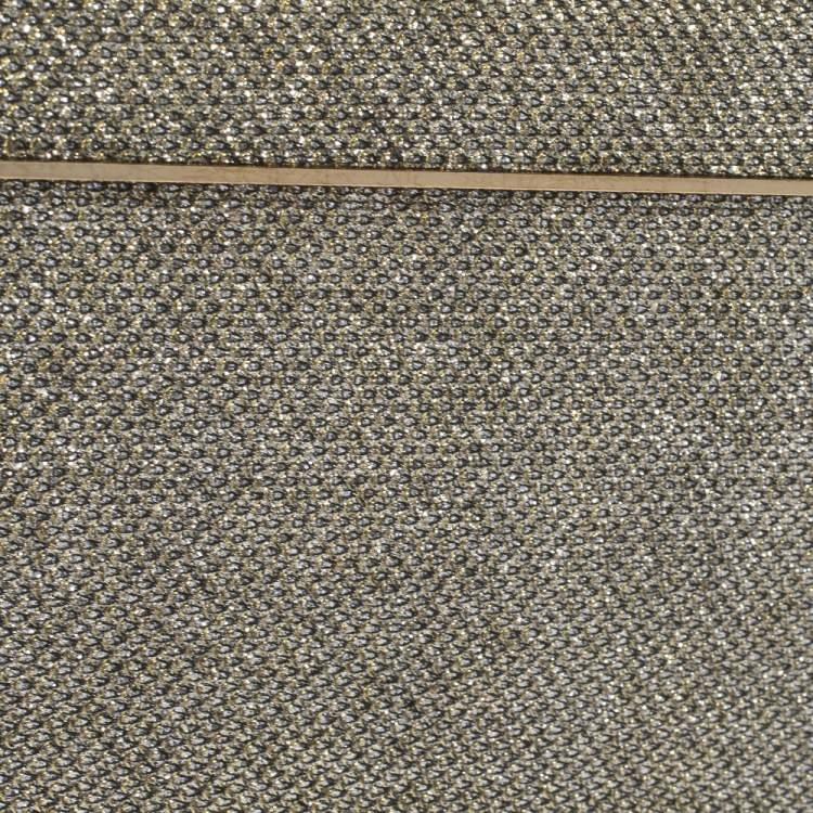 Pre Owned Jimmy Choo Metallic Gold Glitter Fabric Frame Clutch 