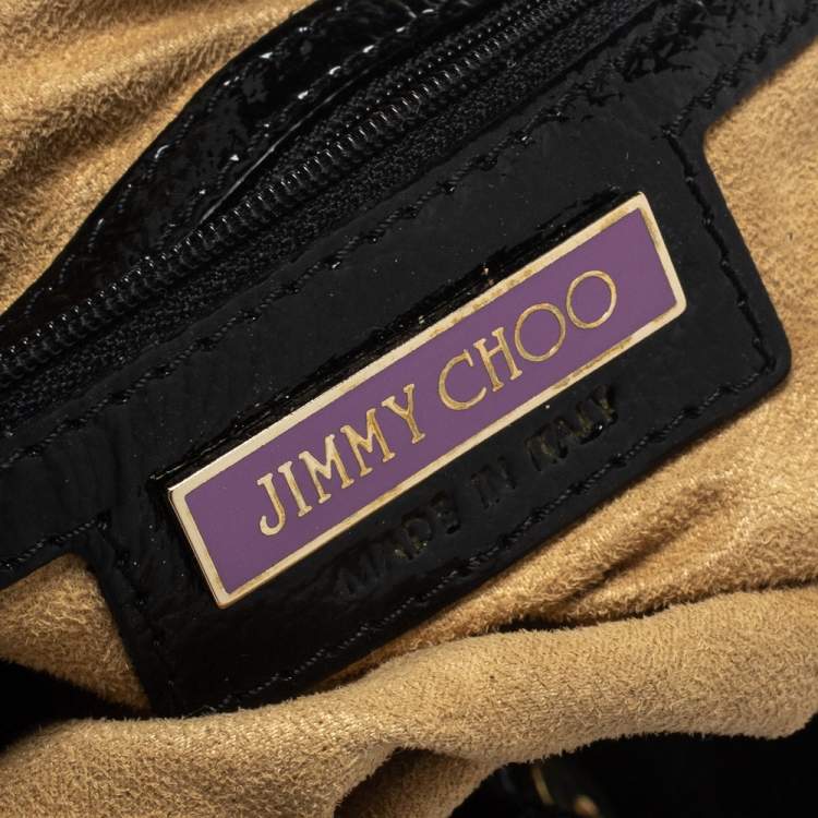 Pre Owned Jimmy Choo Black Patent Leather and Suede Marla Satchel