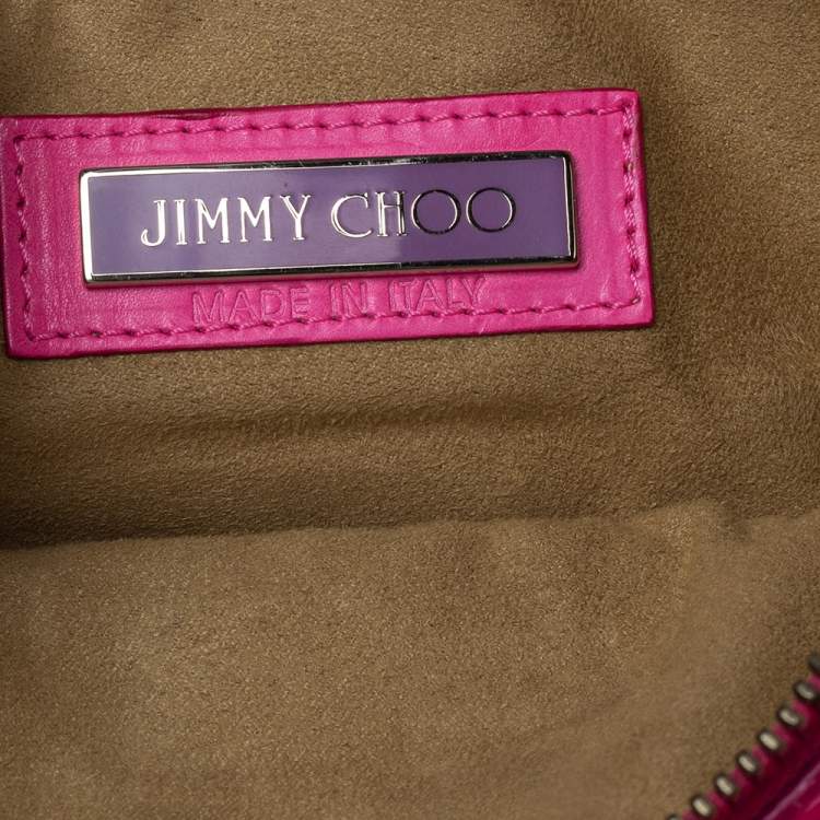 Pre Owned Jimmy Choo Neon Pink Leather Mave Foldover Clutch