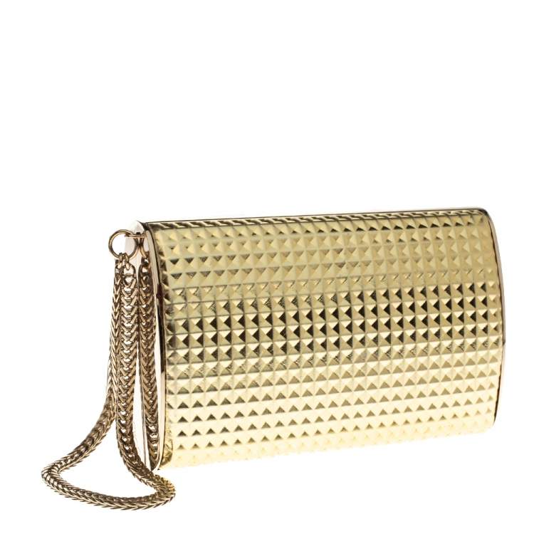 Pre Owned Jimmy Choo Metallic Gold 3D Effect Leather Carmen Clutch