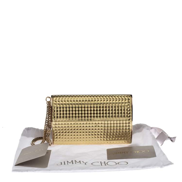 Pre Owned Jimmy Choo Metallic Gold 3D Effect Leather Carmen Clutch
