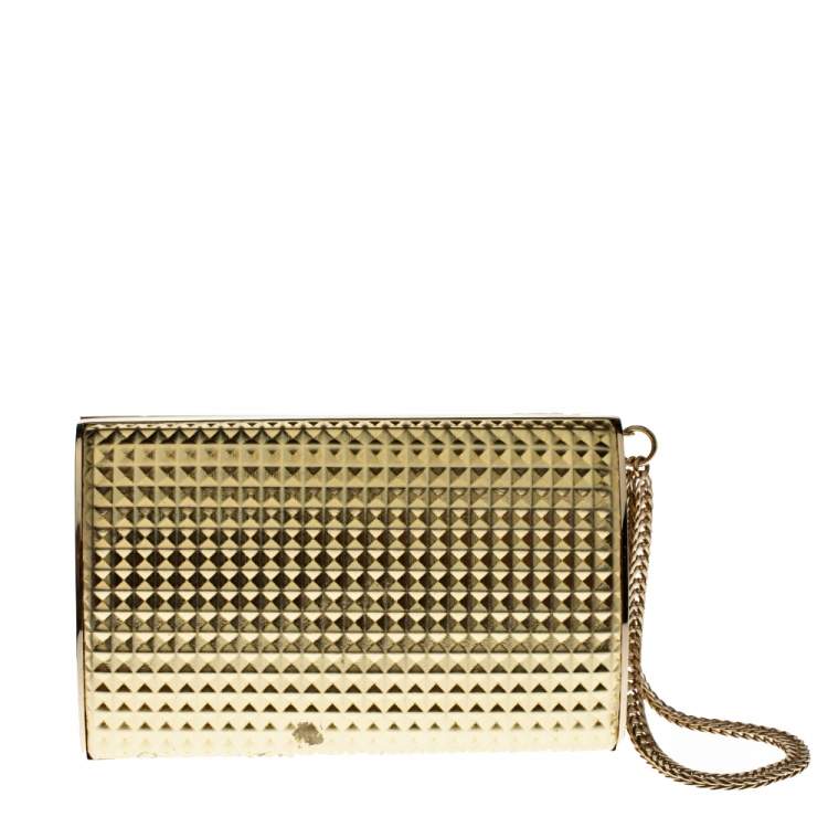 Pre Owned Jimmy Choo Metallic Gold 3D Effect Leather Carmen Clutch