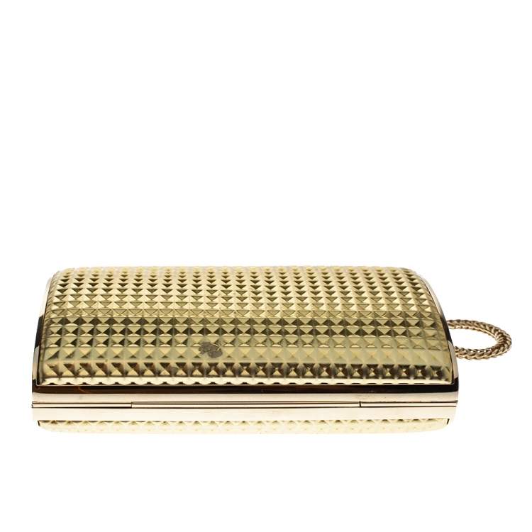 Pre Owned Jimmy Choo Metallic Gold 3D Effect Leather Carmen Clutch