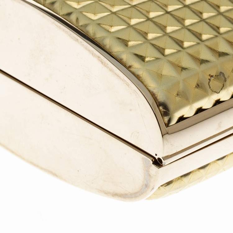Pre Owned Jimmy Choo Metallic Gold 3D Effect Leather Carmen Clutch