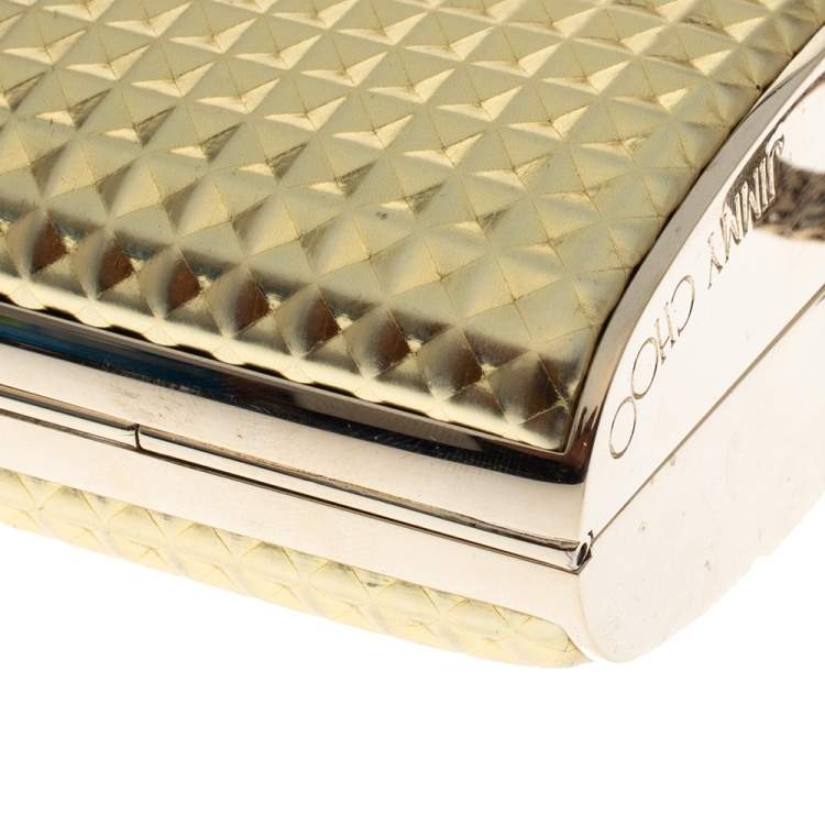 Pre Owned Jimmy Choo Metallic Gold 3D Effect Leather Carmen Clutch