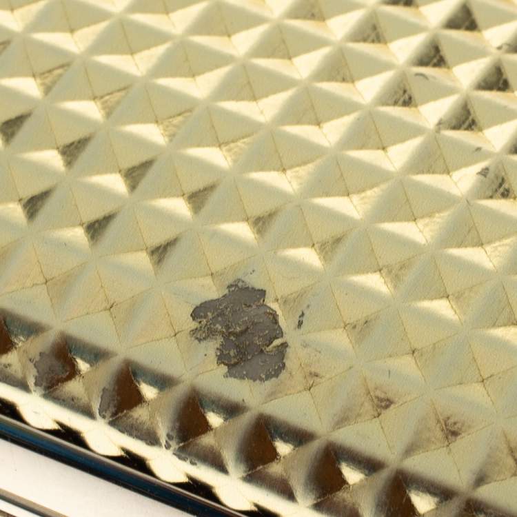 Pre Owned Jimmy Choo Metallic Gold 3D Effect Leather Carmen Clutch