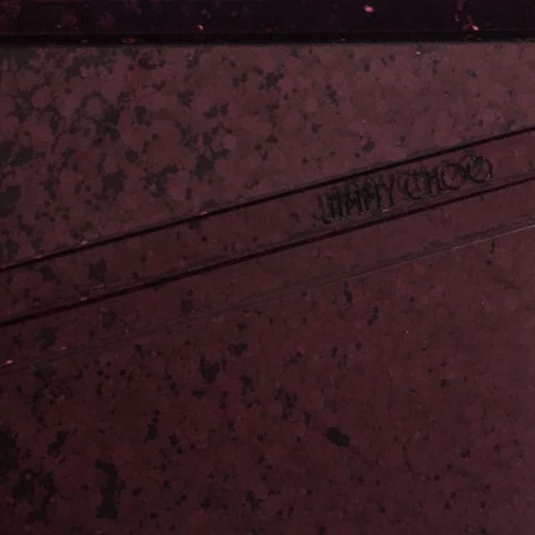 Pre Owned Jimmy Choo Burgundy Glitter Acrylic Candy Clutch Bag