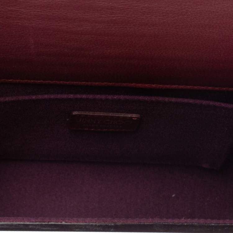 Pre Owned Jimmy Choo Burgundy Glitter Acrylic Candy Clutch Bag