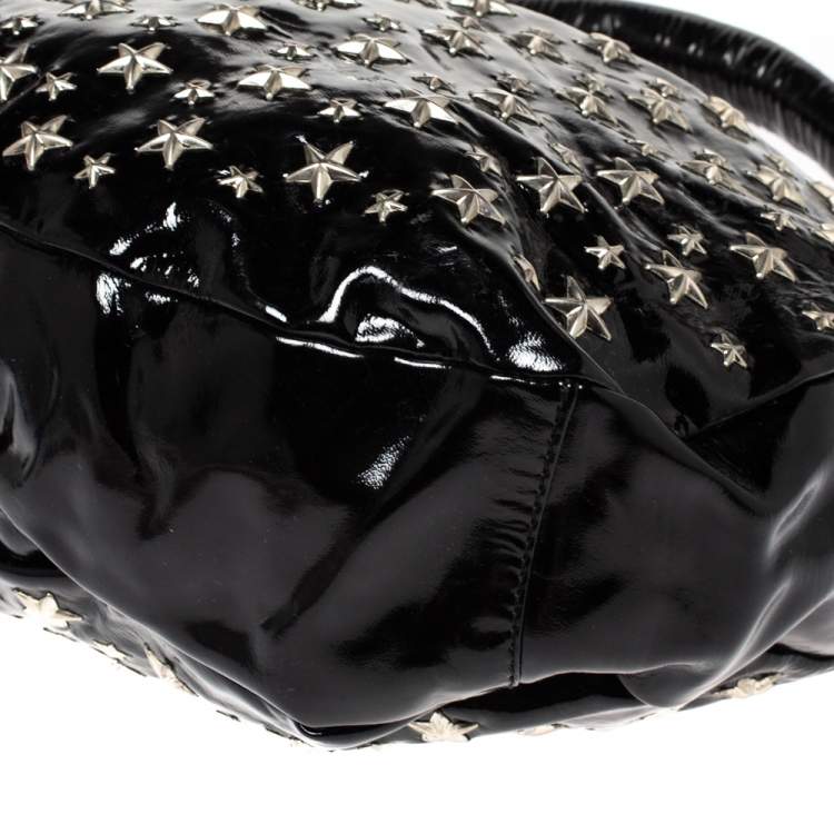 Pre Owned Jimmy Choo Black Patent Leather Star Studded Sky Hobo