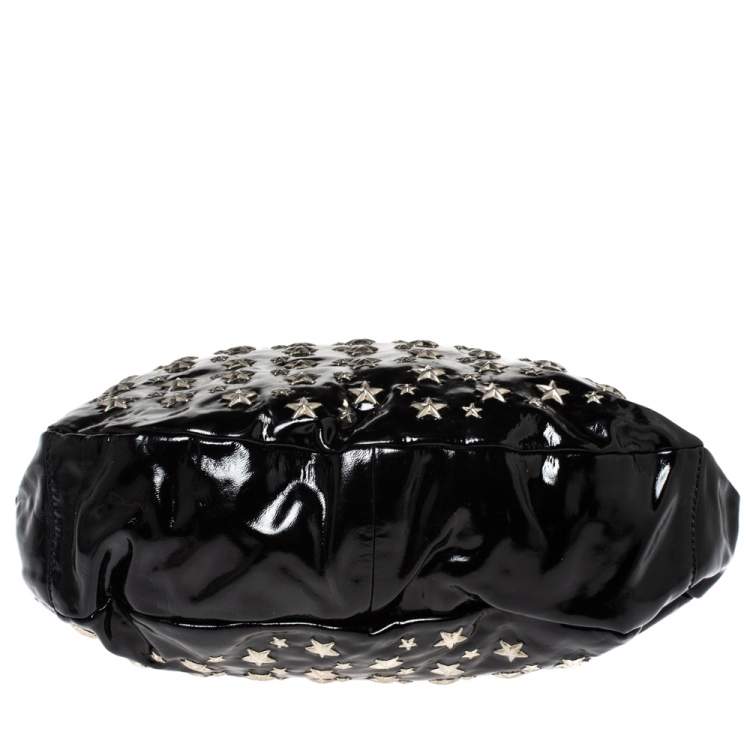 Pre Owned Jimmy Choo Black Patent Leather Star Studded Sky Hobo