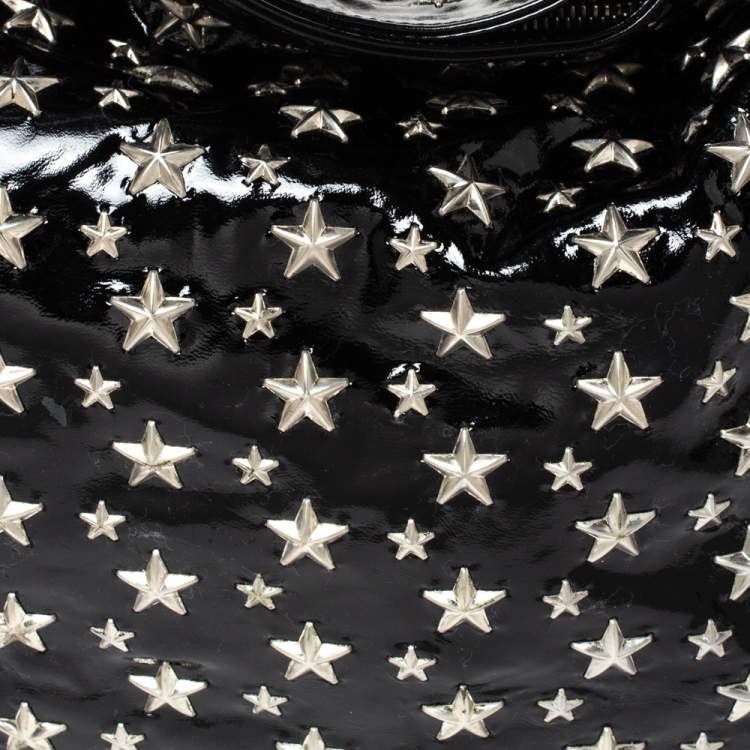 Pre Owned Jimmy Choo Black Patent Leather Star Studded Sky Hobo