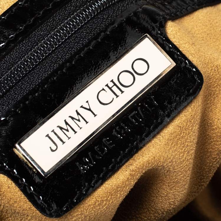 Pre Owned Jimmy Choo Black Patent Leather Star Studded Sky Hobo