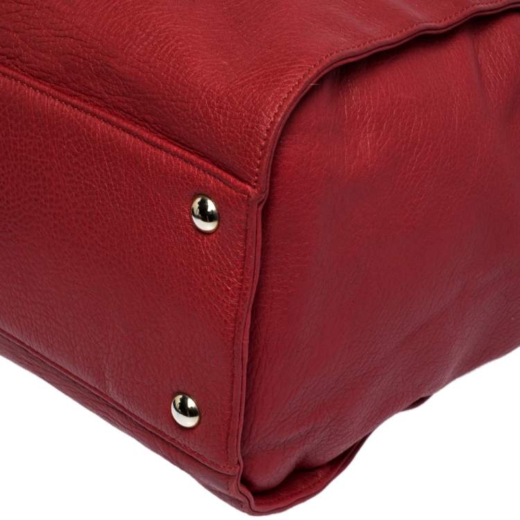 Pre Owned Jimmy Choo Red Leather Large Rosalie Satchel