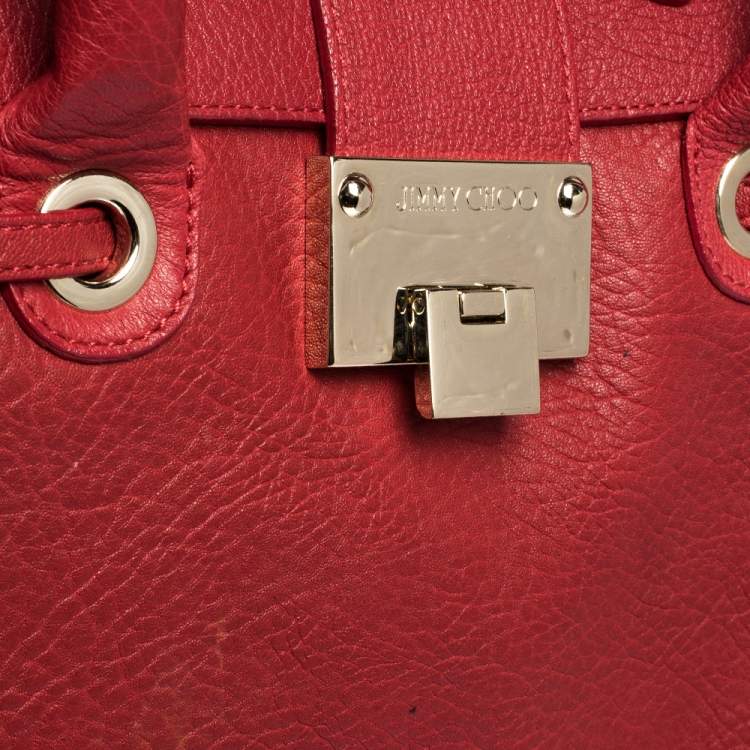 Pre Owned Jimmy Choo Red Leather Large Rosalie Satchel