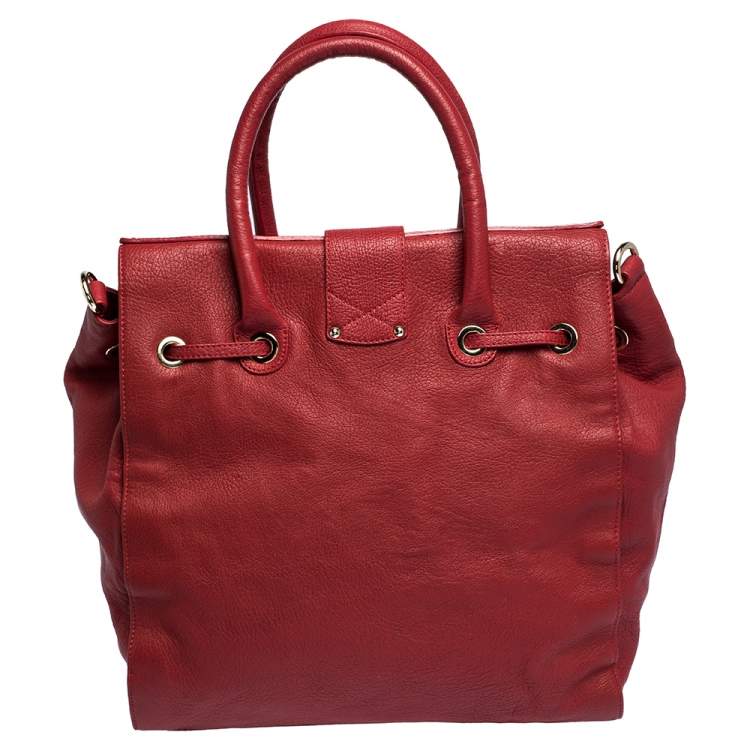 Pre Owned Jimmy Choo Red Leather Large Rosalie Satchel