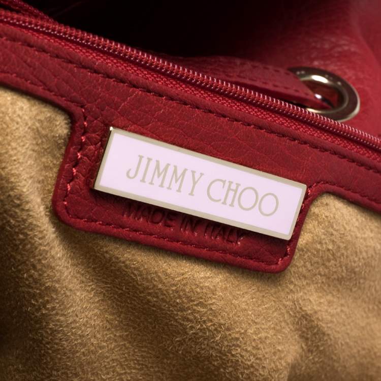 Pre Owned Jimmy Choo Red Leather Large Rosalie Satchel
