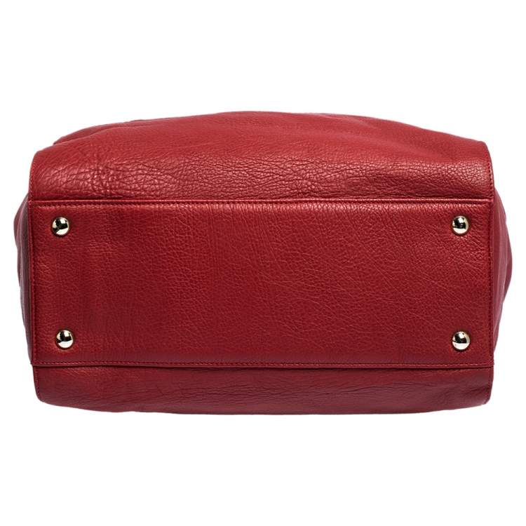 Pre Owned Jimmy Choo Red Leather Large Rosalie Satchel
