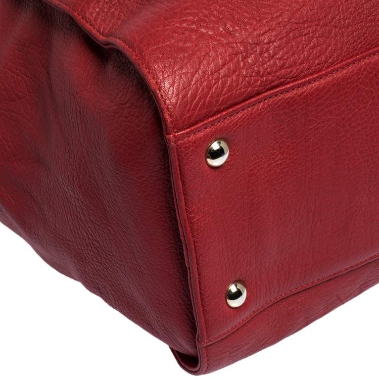 Pre Owned Jimmy Choo Red Leather Large Rosalie Satchel