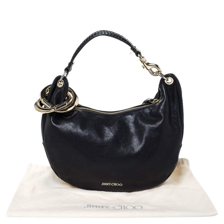 Pre Owned Jimmy Choo Black Leather Small Solar Hobo