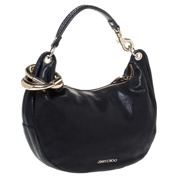 Pre Owned Jimmy Choo Black Leather Small Solar Hobo