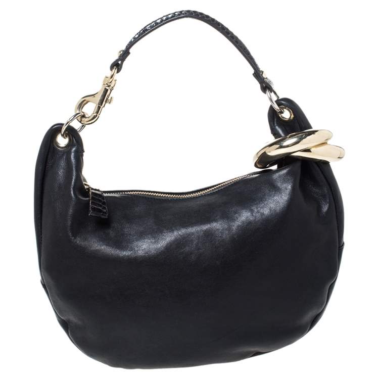 Pre Owned Jimmy Choo Black Leather Small Solar Hobo