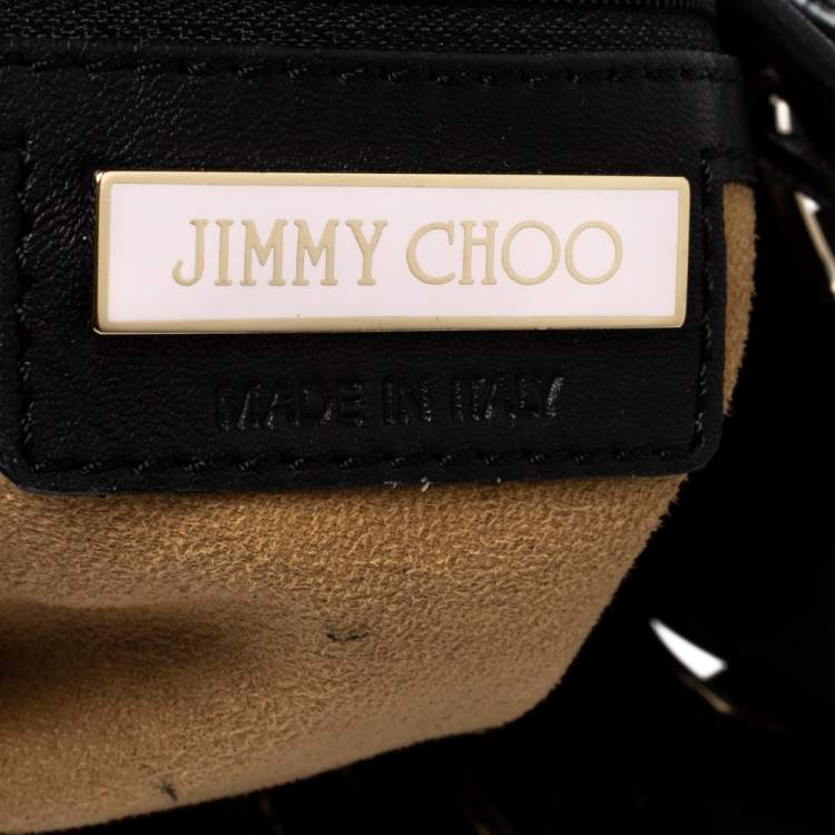 Pre Owned Jimmy Choo Black Leather Riki Studded Tote