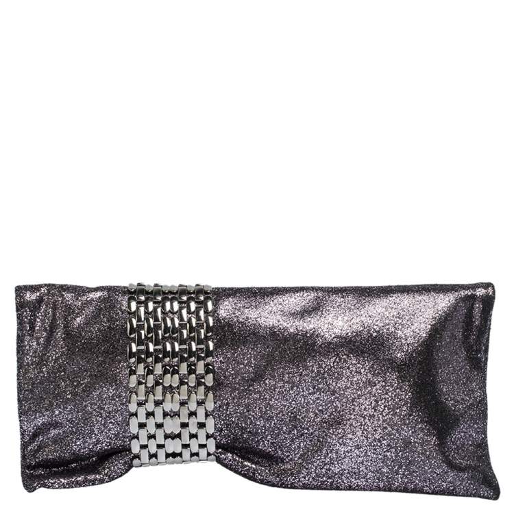 مملوكة مسبقًا Jimmy Choo Metallic Glittery Suede Chandra Clutch