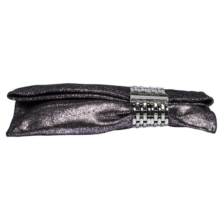 مملوكة مسبقًا Jimmy Choo Metallic Glittery Suede Chandra Clutch