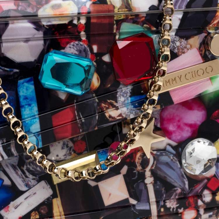 Pre Owned Jimmy Choo Multicolor Acrylic Candy Embellished Chain Clutch