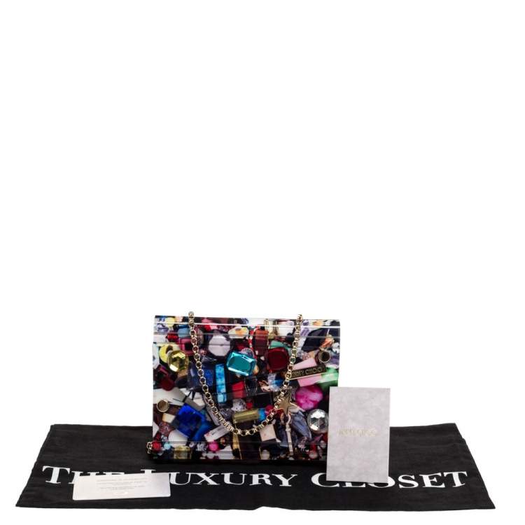 Pre Owned Jimmy Choo Multicolor Acrylic Candy Embellished Chain Clutch