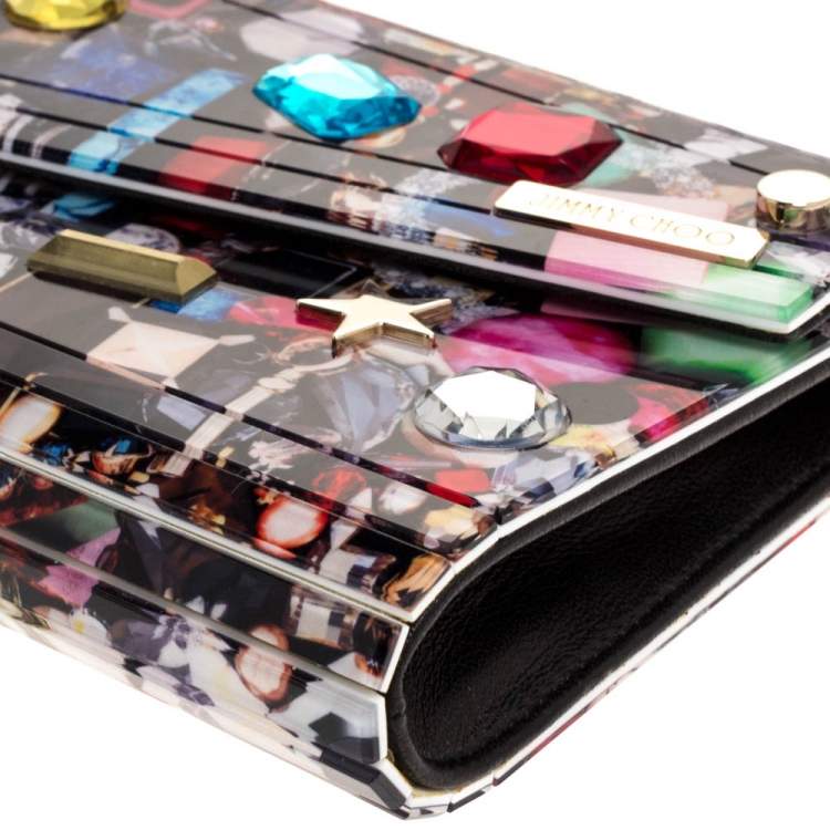Pre Owned Jimmy Choo Multicolor Acrylic Candy Embellished Chain Clutch