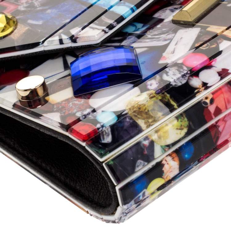 Pre Owned Jimmy Choo Multicolor Acrylic Candy Embellished Chain Clutch