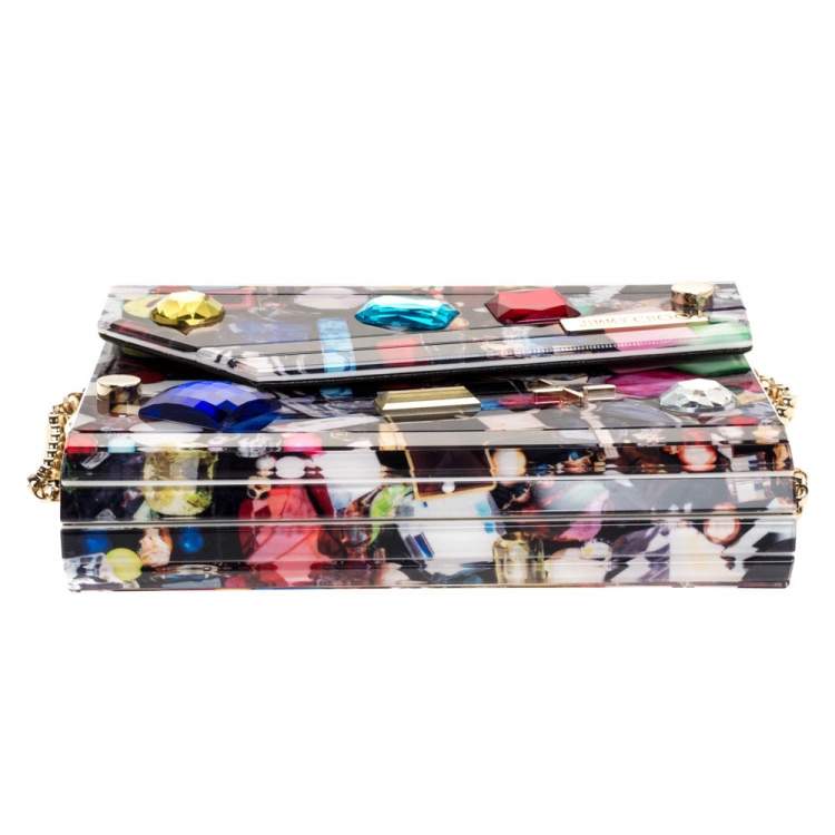 Pre Owned Jimmy Choo Multicolor Acrylic Candy Embellished Chain Clutch