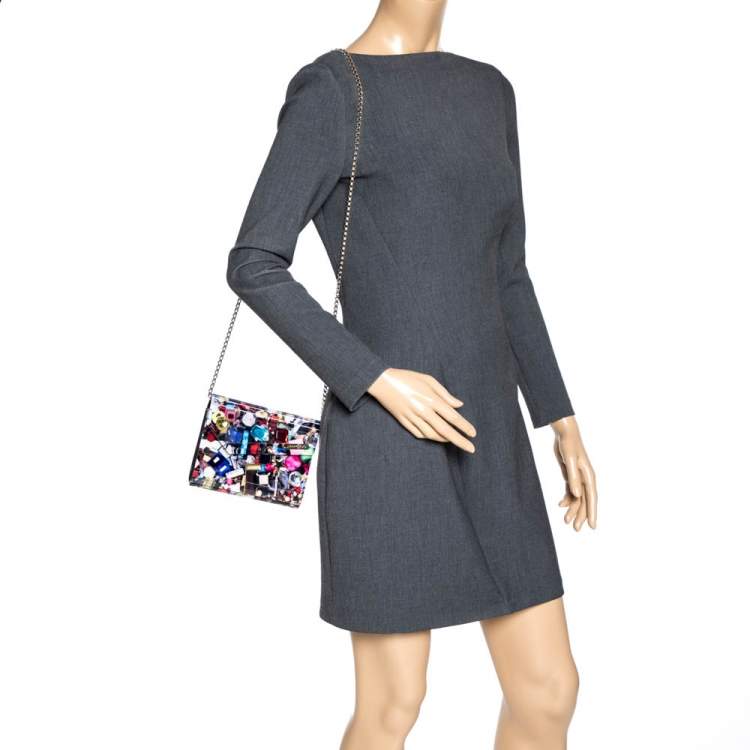 Pre Owned Jimmy Choo Multicolor Acrylic Candy Embellished Chain Clutch