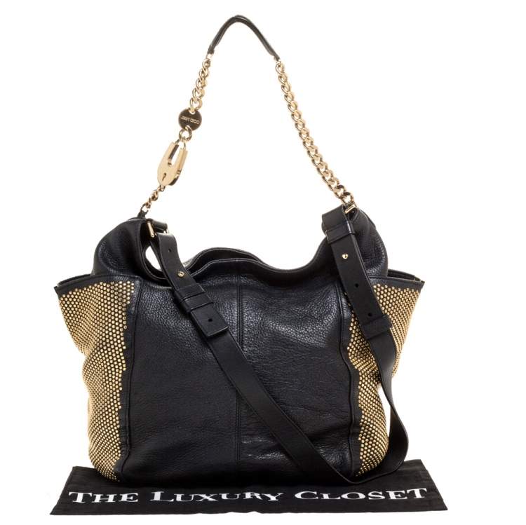 Pre Owned Jimmy Choo Black Leather Anna Shoulder Bag