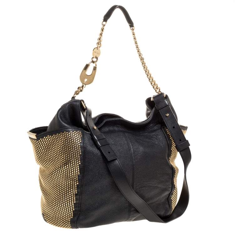 Pre Owned Jimmy Choo Black Leather Anna Shoulder Bag