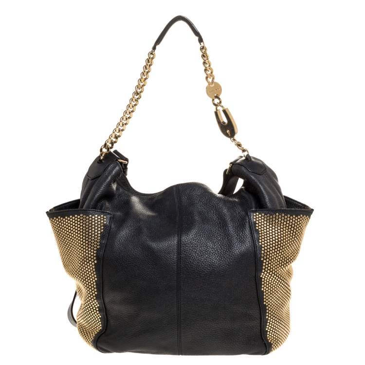Pre Owned Jimmy Choo Black Leather Anna Shoulder Bag