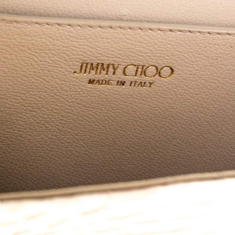 Pre Owned Jimmy Choo White Python and Fox Fur Venus Clutch