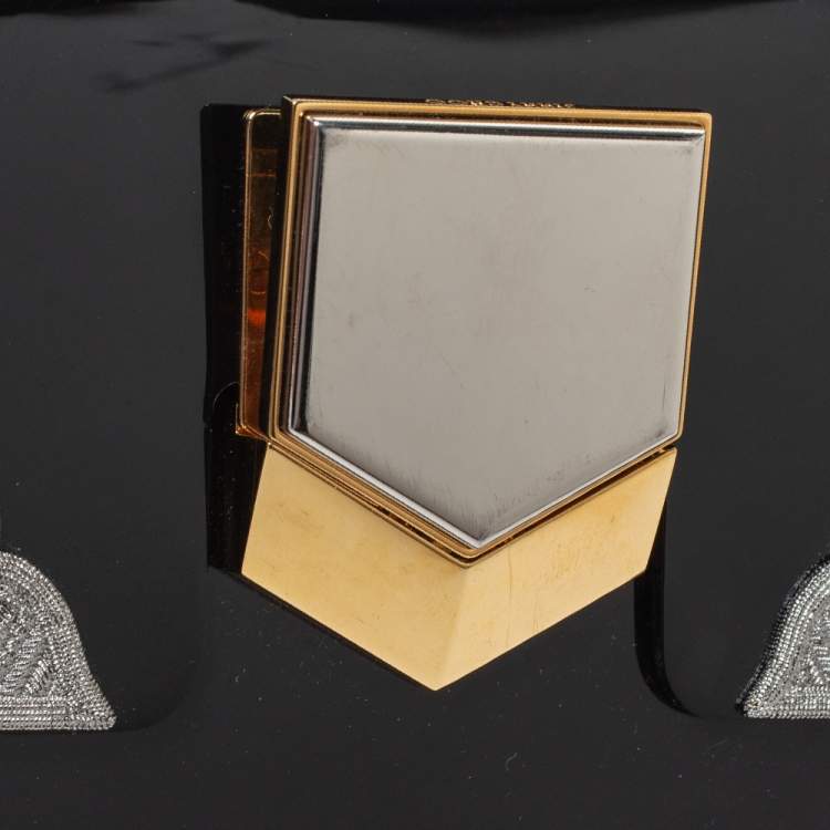 Pre Owned Jimmy Choo Black/Silver Acrylic Lockett Minaudiere Clutch